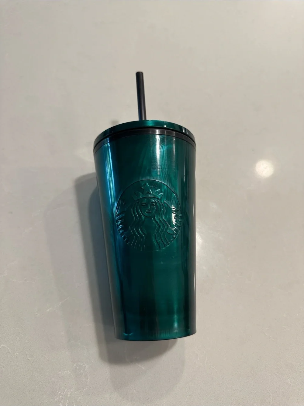 Starbucks 2022 Grande Marble Swirl Emerald Green Reusable Tumbler 16 oz
